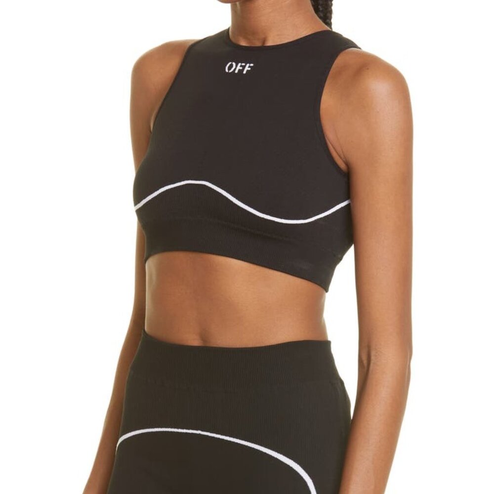 Black and White Athletic Logo Seamless Bra Size S-M - Picture 6 of 8